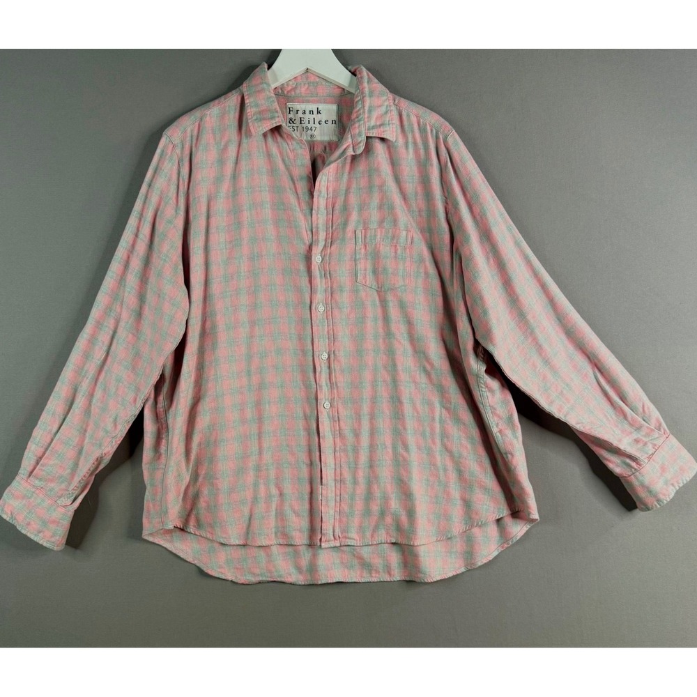 Frank & Eileen Eileen Flannel Shirt Womens XL Pink Gray Gingham Plaid